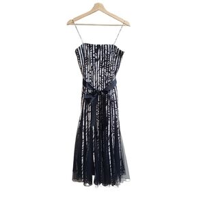 Vintage Ribbon Dress with Removable Belt in Black and White, Size Small